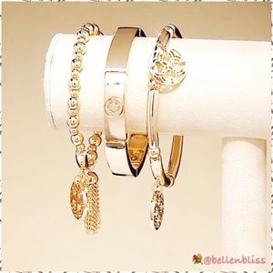 Stretch Charm Bracelets by C. Wonder,Gold Set of 3